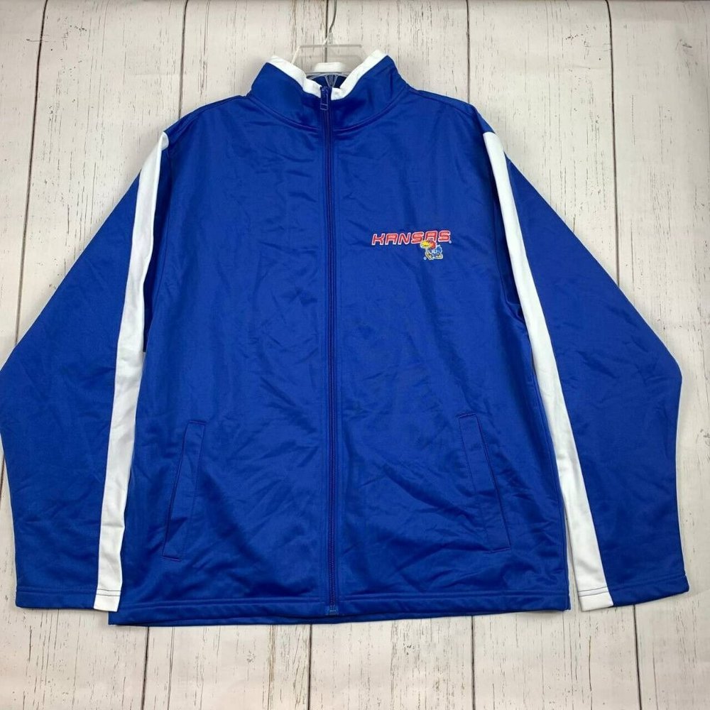 Kansas University NCAA Large Blue Full-Zip Sweatshirt Adult New Mens